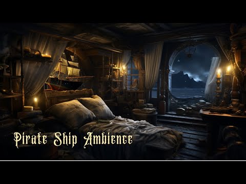 Pirate Ship Ambience in Cozy Captains Cabin with Waves and Creaking Wood