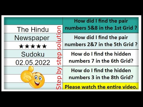 🔴🔊How to Solve The Hindu Sudoku 5 Star | Step by Step Solution | 02.05.2022|  Level ★★★★★