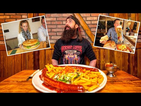 EATING THE BIGGEST BRATWURST IN GERMANY AT FRANKFURT'S FAMOUS GIANT FOOD RESTAURANT | BeardMeatsFood