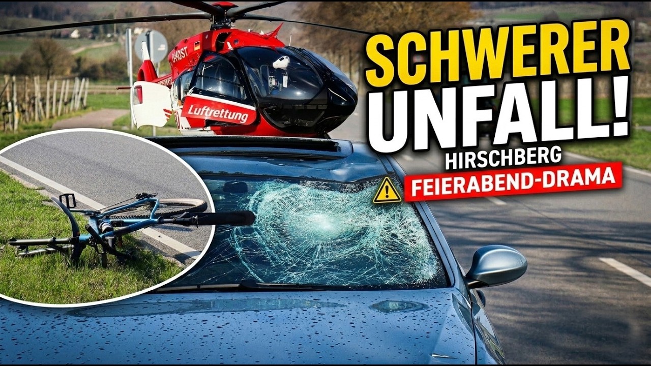 Radfahrer auf der L541 bei Hirschberg bei Unfall schwer verletzt – Rettungshubschrauber im Einsatz