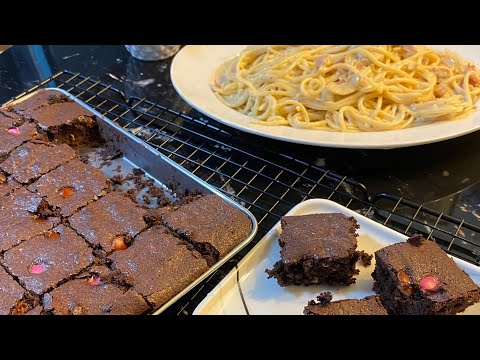 I cooked creamy carbonara and chocolate fudge brownies for meryenda.