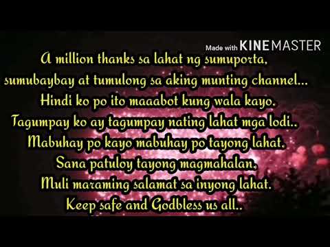 Pasasalamat sa lahat ng mga nagmahal at tumulong..