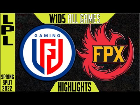 LGD vs FPX Highlights ALL GAMES | LPL Spring 2022 W1D5 | LGD Gaming vs Funplus Phoenix
