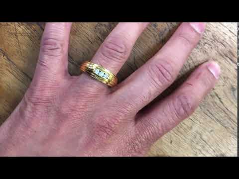 0.24 Ct. Three Stone Channel Set Men's Ring - TwoBirch TB-GR-0172-WG-E