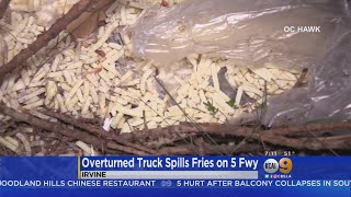 Big Rig Carrying McDonald’s Fries Overturns Calif. Freeway