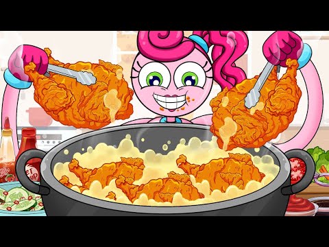 🥡Mukbang Animation Fried Chicken,Steak,Black Bean Noodles, Korean Food Mommy Long Legs SlimeToons
