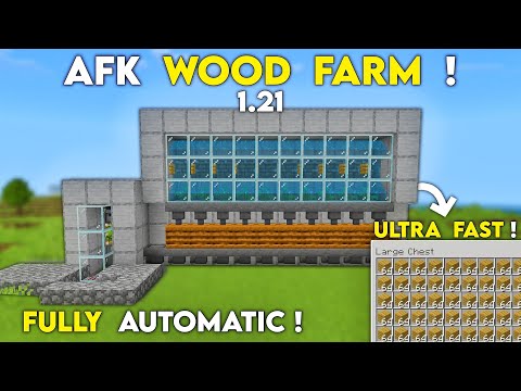 Fully AUTOMATIC AFK WOOD FARM Tutorial In Minecraft Bedrock 1.21