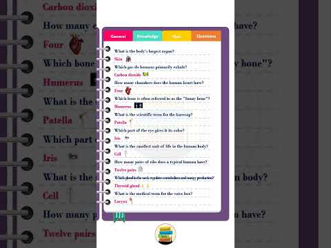 Human body General Knowledge Quiz Questions Part 1 #generalknowledgequizquestions #gk