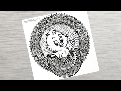 How to draw Mandala for Beginners Birds house mandala art Birds drawing stepbystep doodle art