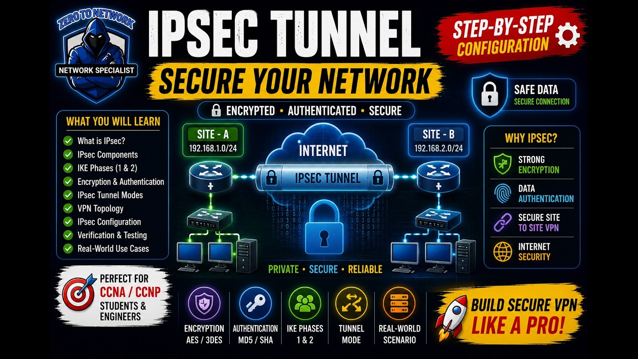 IPSec Tunnel Explained | Complete Configuration & Conceptual Lab | CCNA | Zero To Network | Part #28