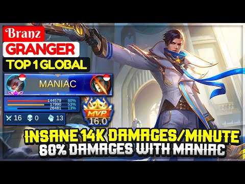 Insane 14K Damages/Minute, 60% Damages With MANIAC [ Top 1 Global Granger ] Branz Mobile Legends