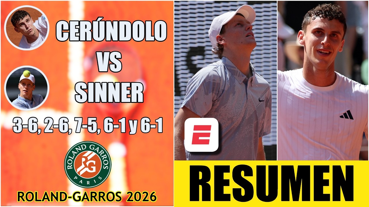 JUAN MANUEL CERUNDOLO vs JANNIK SINNER | HIGHLIGHTS | RESUMEN | Roland Garros 2026