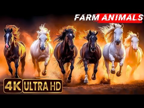 Animaux de la ferme : vache, cheval, poulet, chat, éléphant, canard - sons d'animaux