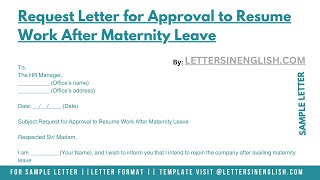 Request Letter for Approval to Resume Work After Maternity Leave