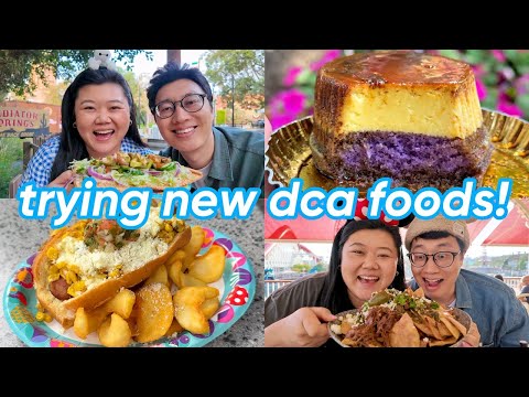 trying new california adventure foods! 🤩 DCA food tour (ube cake flan 💜, bfast burrito 🍳🌯 & more)
