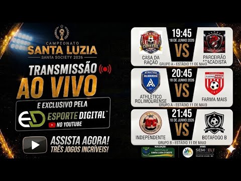 AO VIVO: COPA SANTA LUZIA | CASA DA RAÇÃO X PARCEIRÃO ATACADISTA | ATHL. ROLIMOURENSE X FARMA MAIS