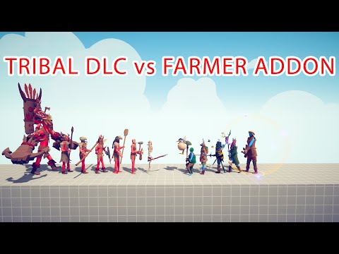 TRIBAL DLC Team vs FARMER ADDON Team - Totally Accurate Battle Simulator TABS