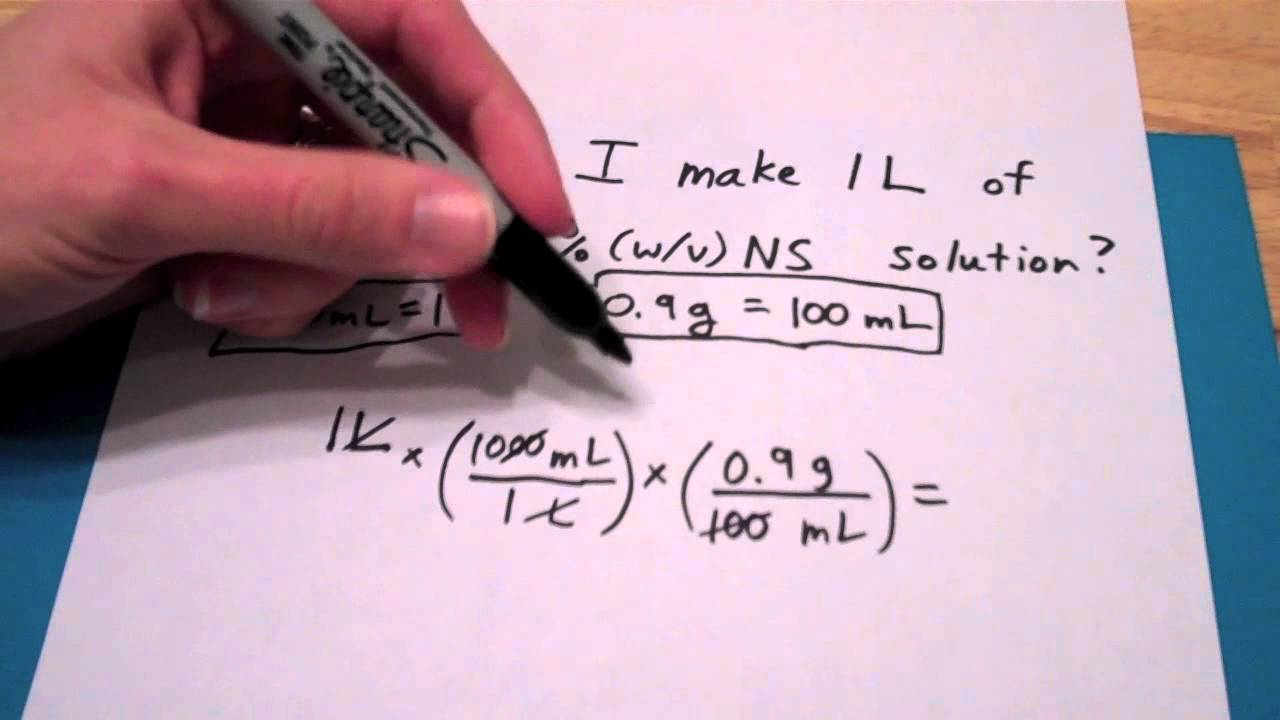 How do I make 1L of a 0.9%(w/v) NS solution