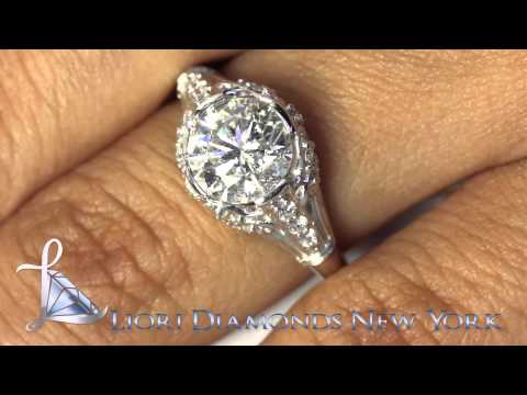 ER-0142 - 2.71 Carat D-SI2 Vintage Style Round Diamond Engagement Ring 14k White Gold