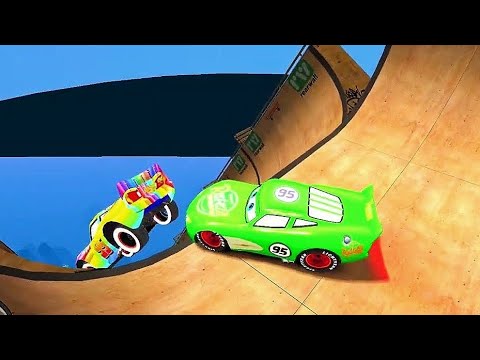 GTA 4 Lightning McQueen Green Car Straight Longest Ramp Testing Ep. 2 - GTA IV Physics