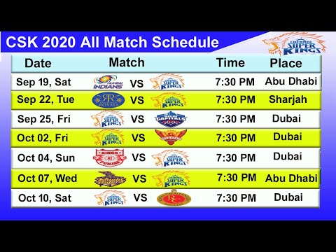 IPL 2020: Chennai Super Kings Full Schedule & Time Table Announced by BCCI | CSK Match Schedule 2020