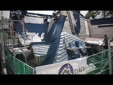 Schieferdach in Dresden fast beendet - Vorsicht kurzes Video - Schieferdecker