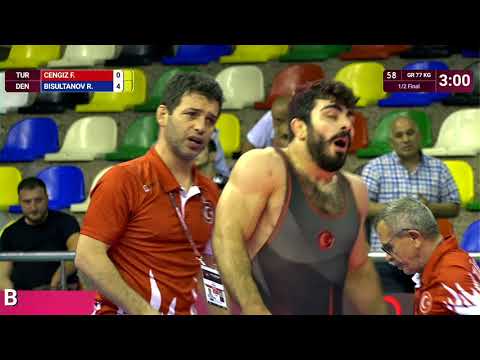 1/2 GR - 77 kg: F. CENGIZ (TUR) v. R. BISULTANOV (DEN)