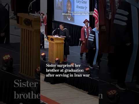 Sister surprises her brother at graduation after serving in Iran war