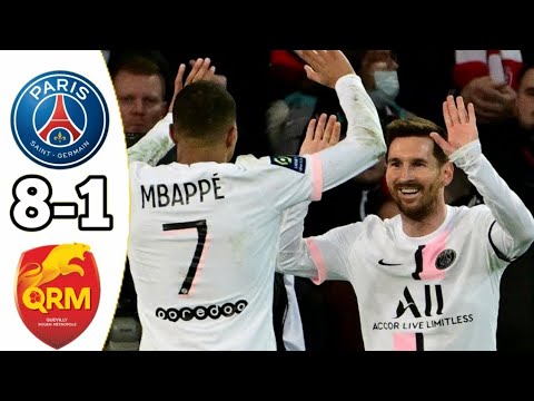 Quevilly Vs PSG 1-8 Today Match Highlights & All Goals Messi Hattrick Friendly Match PSG vs Quevilly