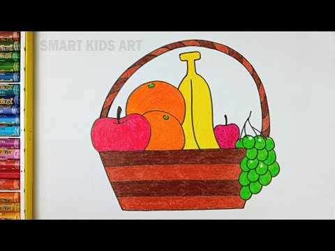 Fruit Basket Drawing | How To Draw Fruit Basket | Fruits Drawing | Smart Kids Art