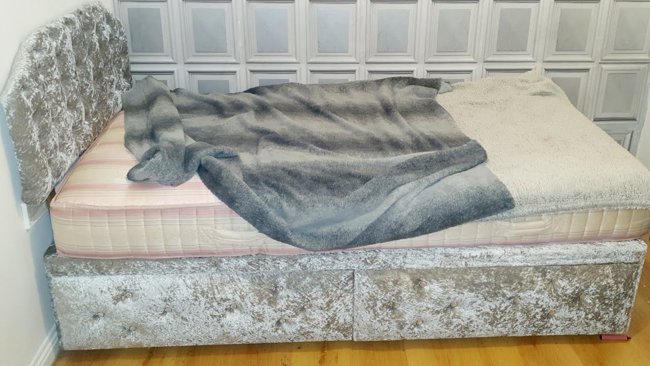 Watch video I UPCYCLED A SINGLE DIVAN INTO A CRUSH VELVET BED WITH BLING Now I UPCYCLED A SINGLE DIVAN INTO A CRUSH VELVET BED WITH BLING