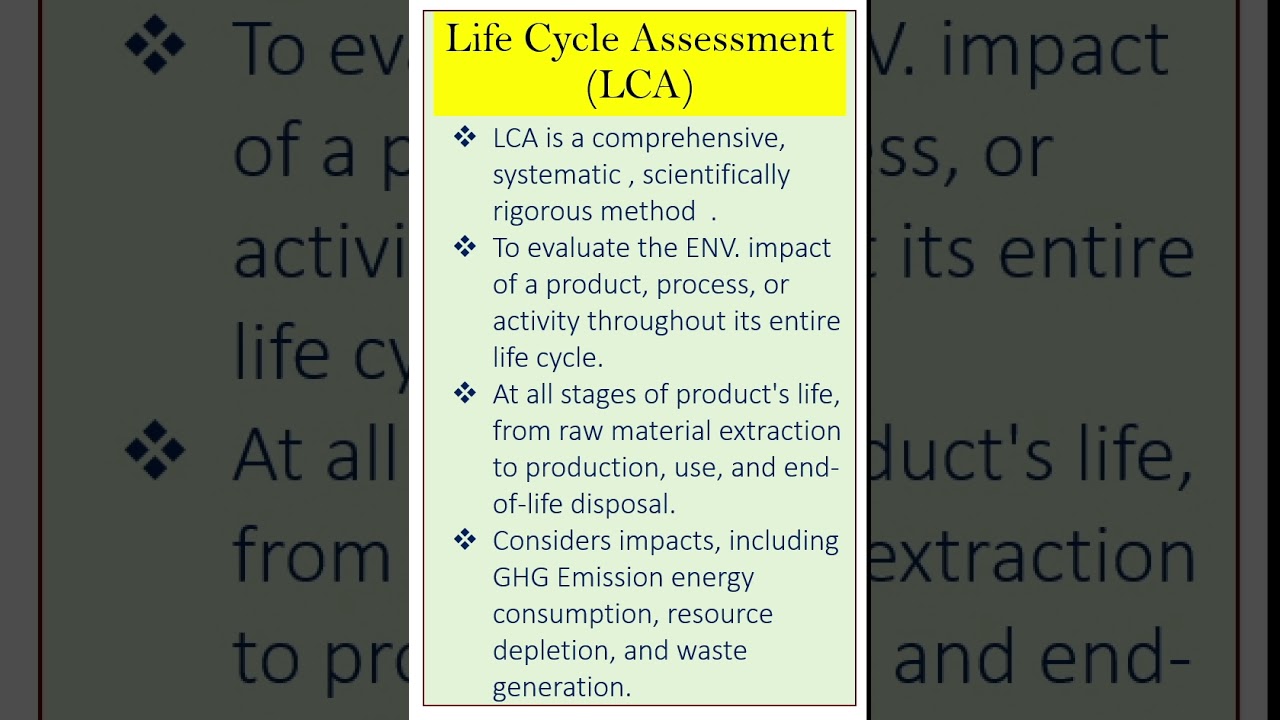 LCA - Life cycle assessment