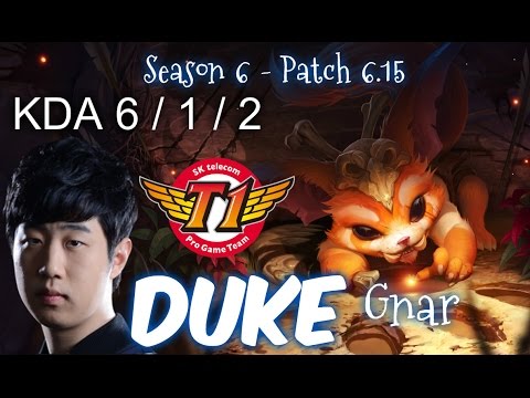 SKT T1 Duke GNAR vs IRELIA TOP - Patch 6.15 KR Ranked | League of Legends