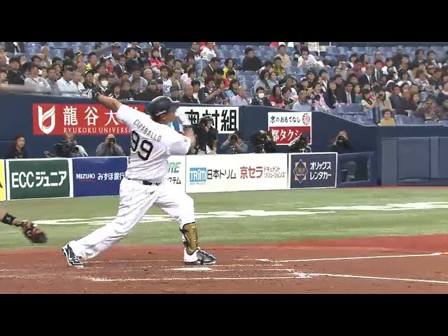 【4回裏】驚異のパワー!! バファローズ・カラバイヨのバックスクリーン弾!! 2015/4/14 Bs-H