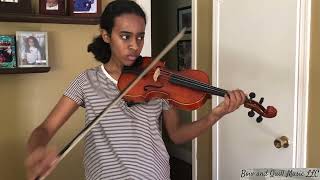 Violin student performing her original piece from 