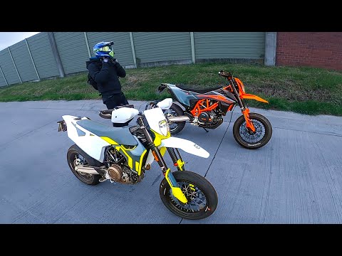 KTM 690 SMCR VS HUSQVARNA 701 SUPERMOTO - BEIDE GLEICH SCHNELL?