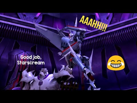 Megatron uses Starscream as a human shield - TFP Game Cutscene