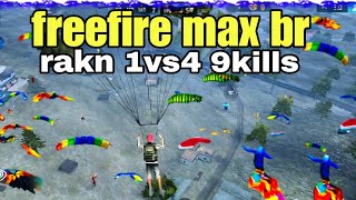 Free Fire MAX BR Rank | 1vs4 Prank | 9 Kill Gameplay