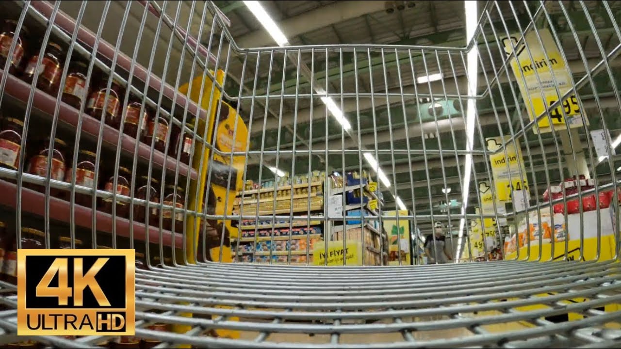 Royalty Free 4K Stock Footage | Free Download | A Shopping Cart In A Grocery Store