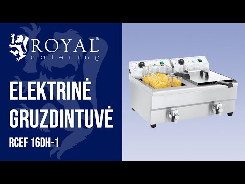 vaizdo įrašas - Elektrinė gruzdintuvė - 2 x 16 litrų su išleidimo čiaupu