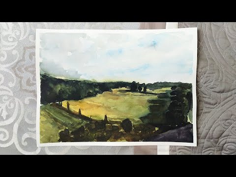 Watercolor Painting of an Open Field (No Underdrawing?!)