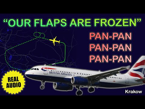 “Our flaps are frozen”. British Airways A320 declared PAN-PAN after departure from Krakow. Real ATC