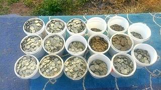Все  разложил по ведрам. Хотел продать..