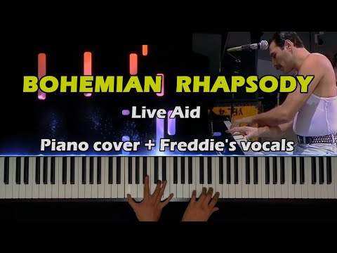 Queen - Bohemian Rhapsody (Live Aid) | Piano Cover + Freddie's Voice