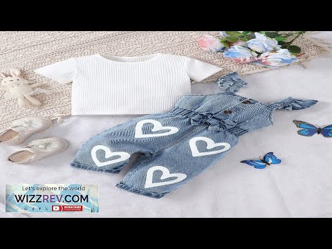 Baby Girl Solid Color T-Shirt And Heart Print Denim Overalls SHEIN Review