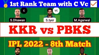 KKR vs PBKS IPL 2022 8th Match Fantasy Preview, KKR vs PBKS Dream Team Today Match, KKR vs PBKS Tips