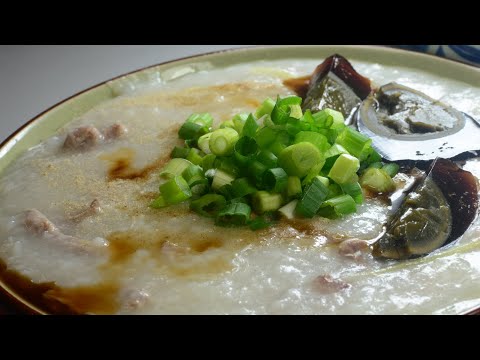 HongKonger's Favorite Breakfast Lean Pork Strips Congee with Century Egg