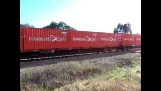 preview picture of video 'freight train going past my back fence. my back neighbour lol'