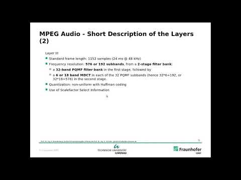 Lecture Audio Coding, PQMF, MPEG1-2 BC
