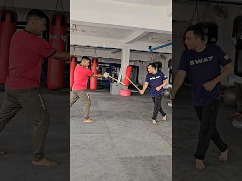 Redonda and stick jab counter technique against slashes Filipino Martial Arts #viralvideo #fma